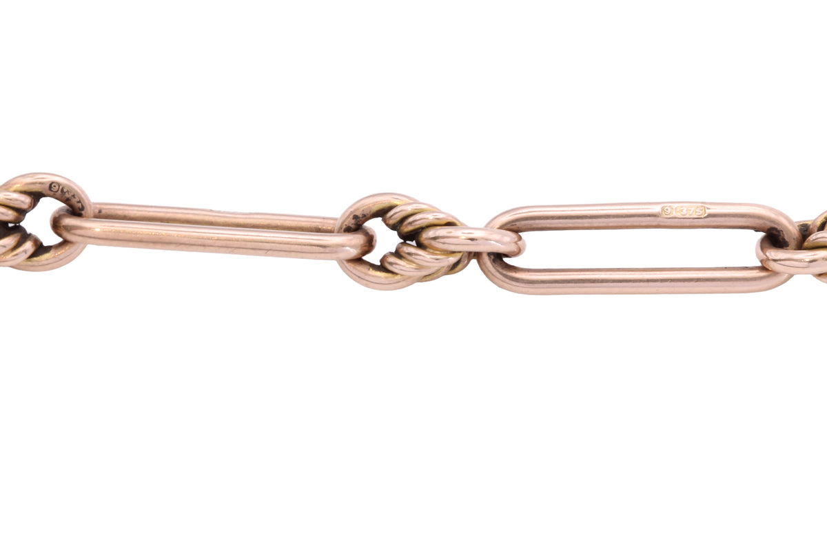 Antique Late Victorian 9ct Gold Trombone & Lovers Knot Bracelet c.1900 — view 18