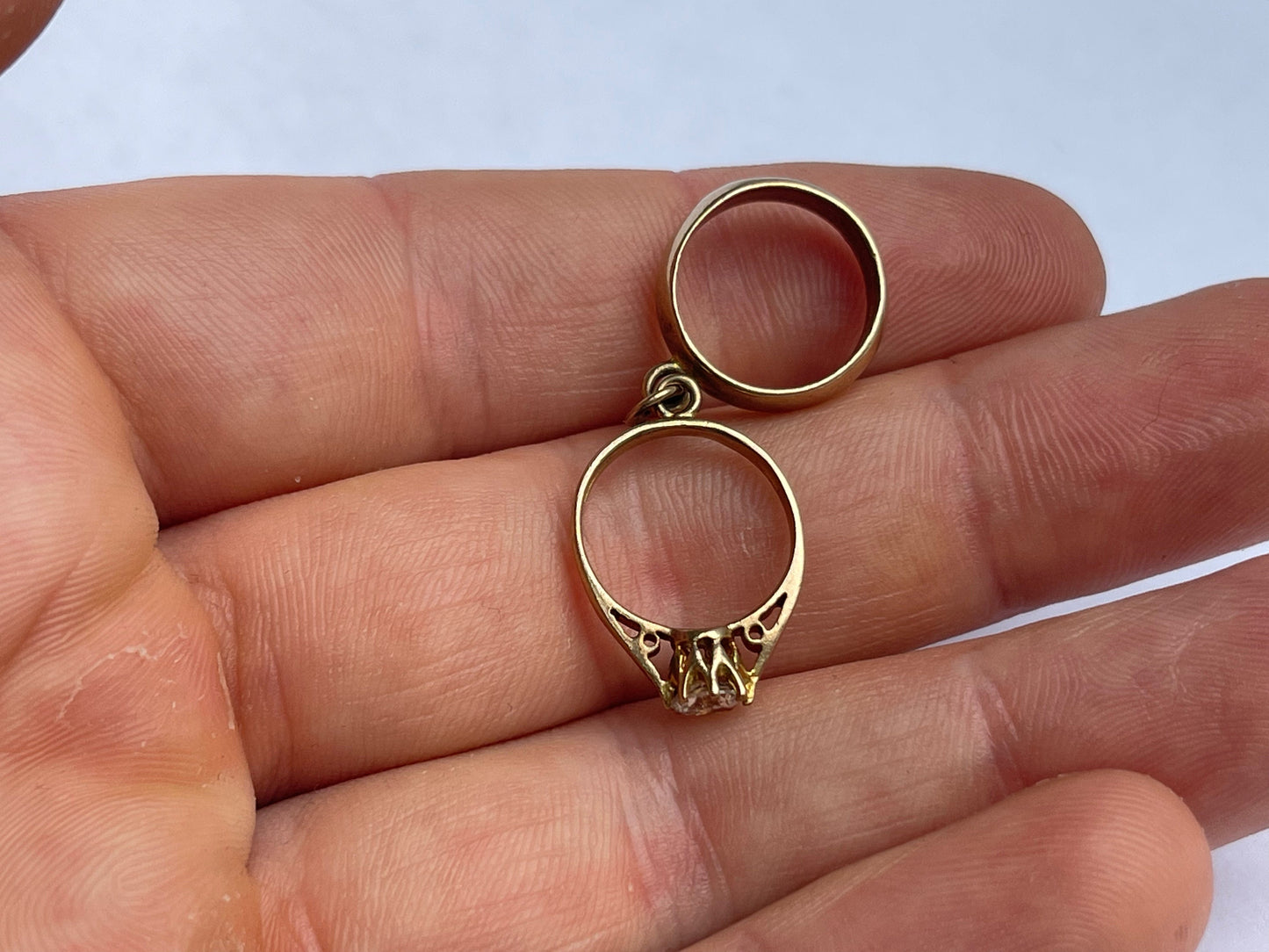 Vintage 9ct Gold Wedding & Engagement Ring Charm