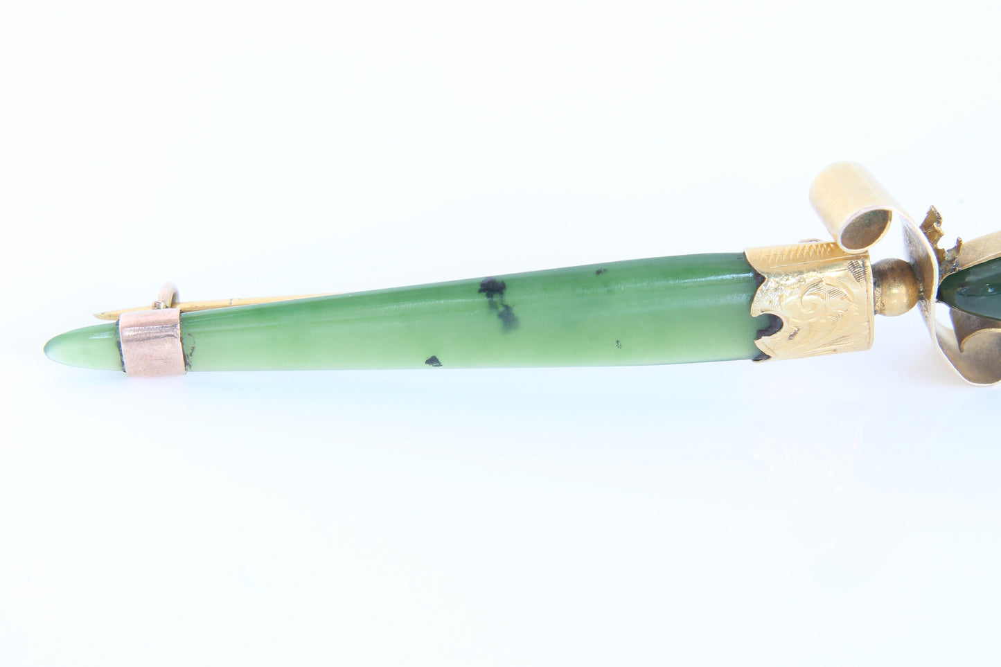 Antique 9ct Gold Nephrite Sword Brooch