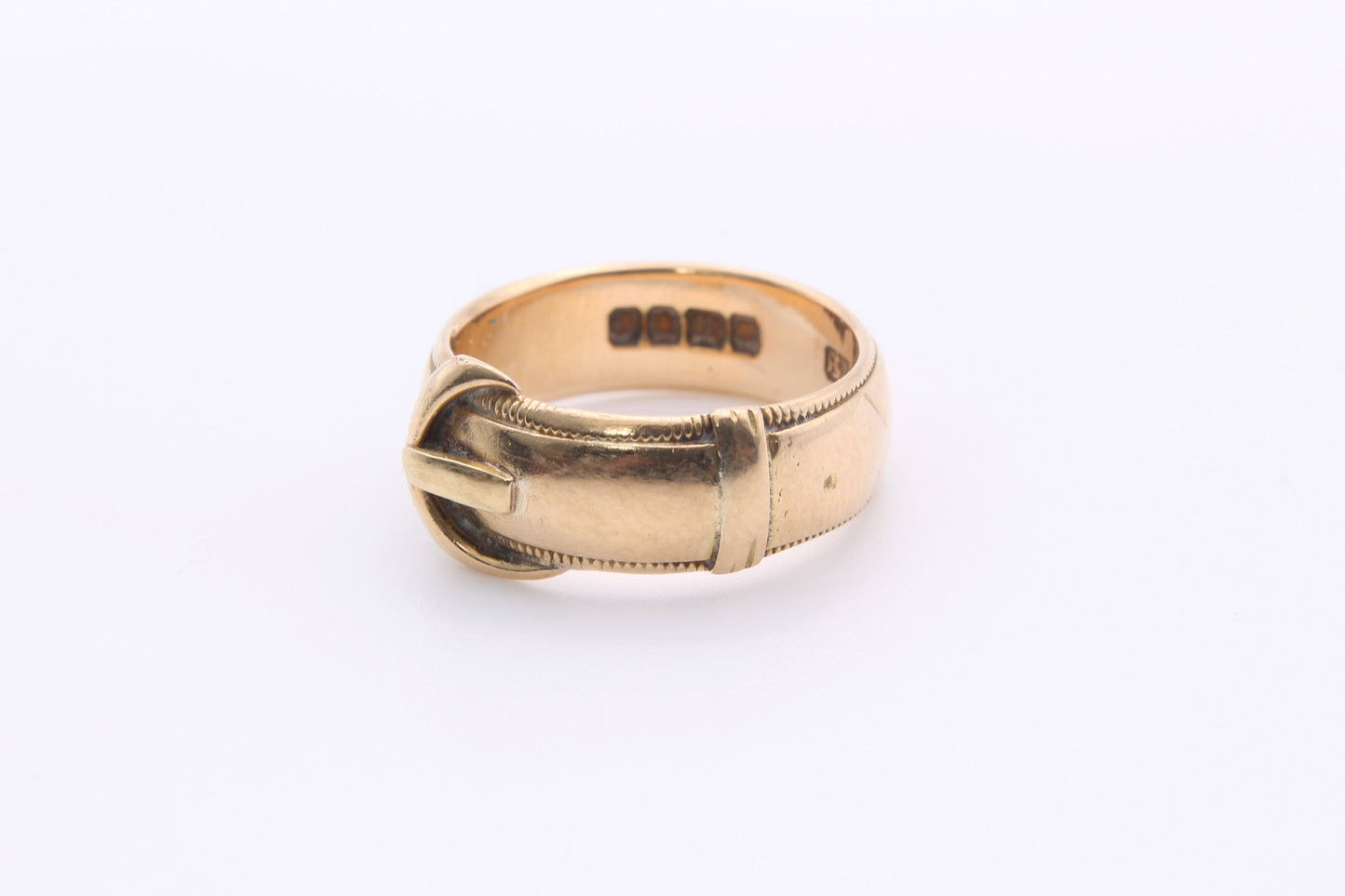 Antique Edwardian 18ct Gold Buckle Ring - 1901