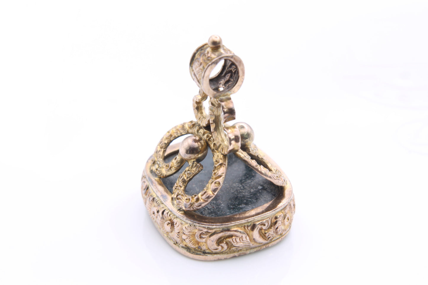 Antique Edwardian 9ct Gold Decorative Bloodstone Pendant/Fob
