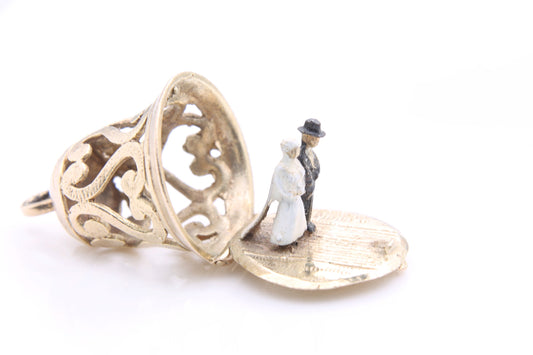 Vintage 9ct Gold Wedding Bell Opening Charm