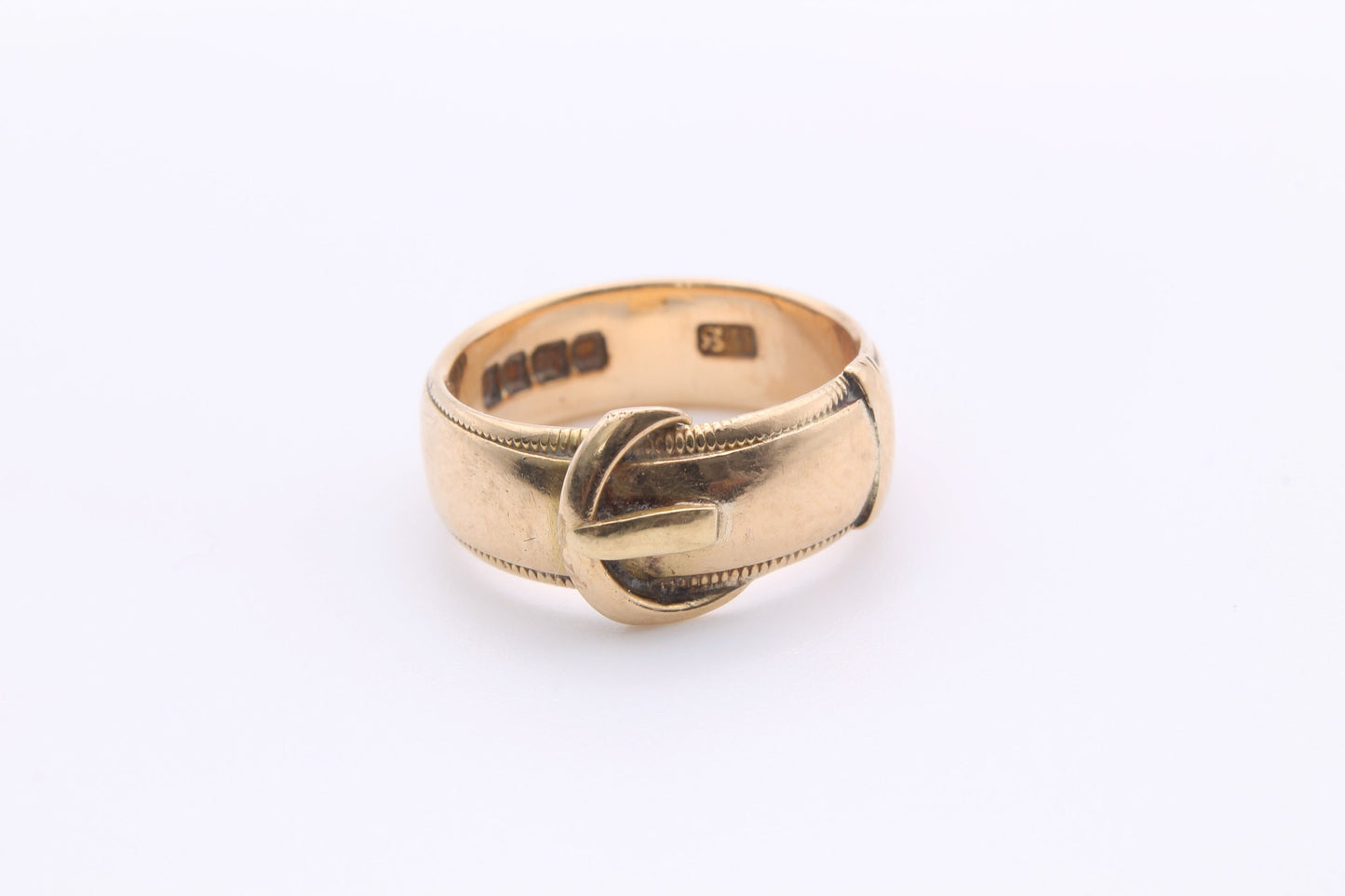 Antique Edwardian 18ct Gold Buckle Ring - 1901