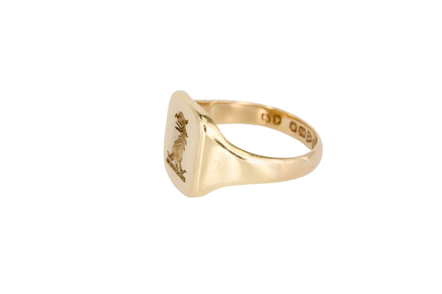 Antique 18ct Gold Griffin Intaglio Signet Ring - 1932