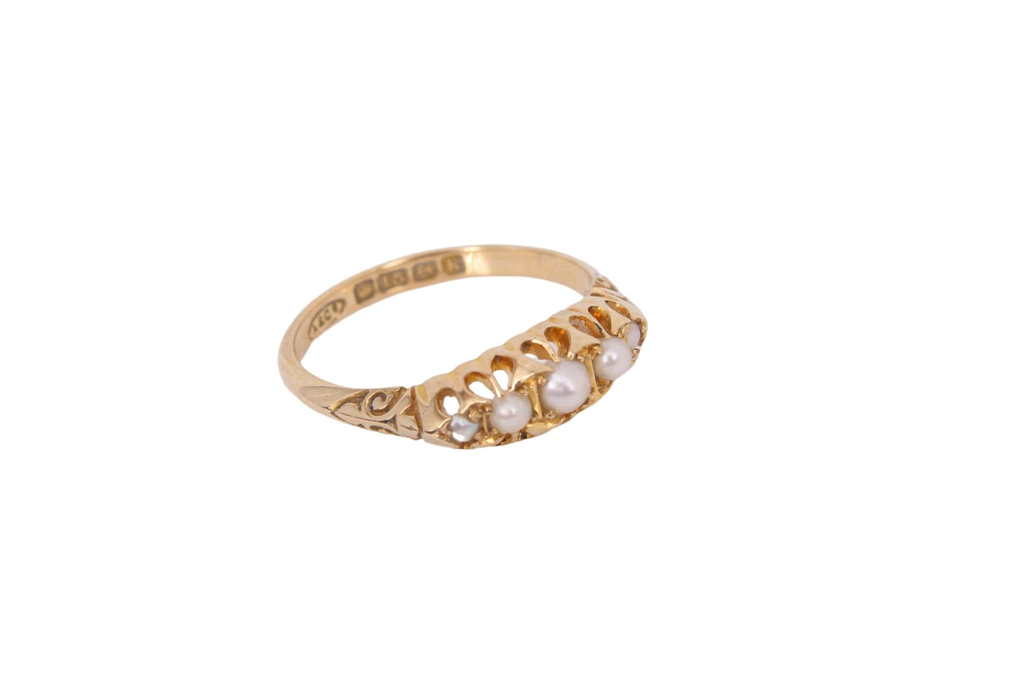 Antique Edwardian 18ct Gold 5 Pearl Ring