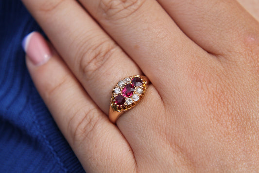 Antique Victorian 18ct Gold, Diamond and Ruby Ring