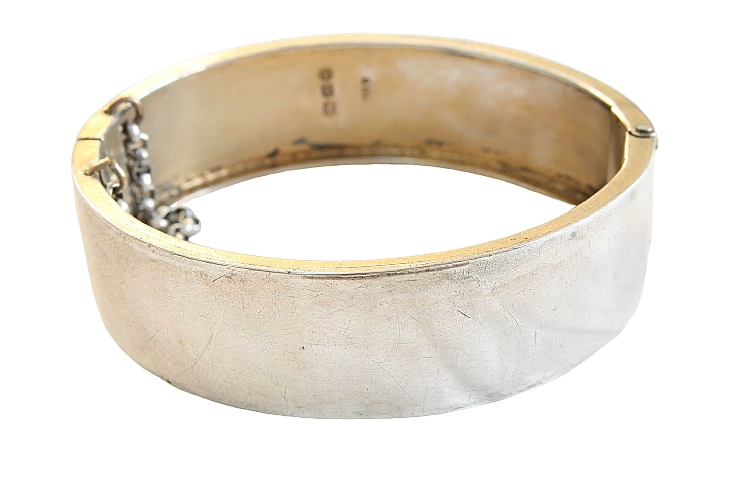 Antique Sterling Silver & 9ct Gold Floral Bangle
