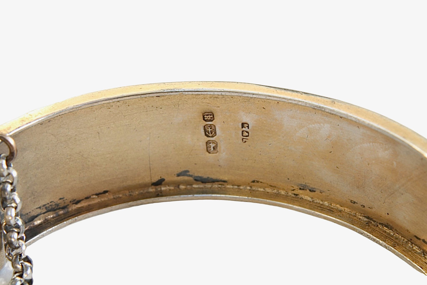 Antique Sterling Silver & 9ct Gold Floral Bangle