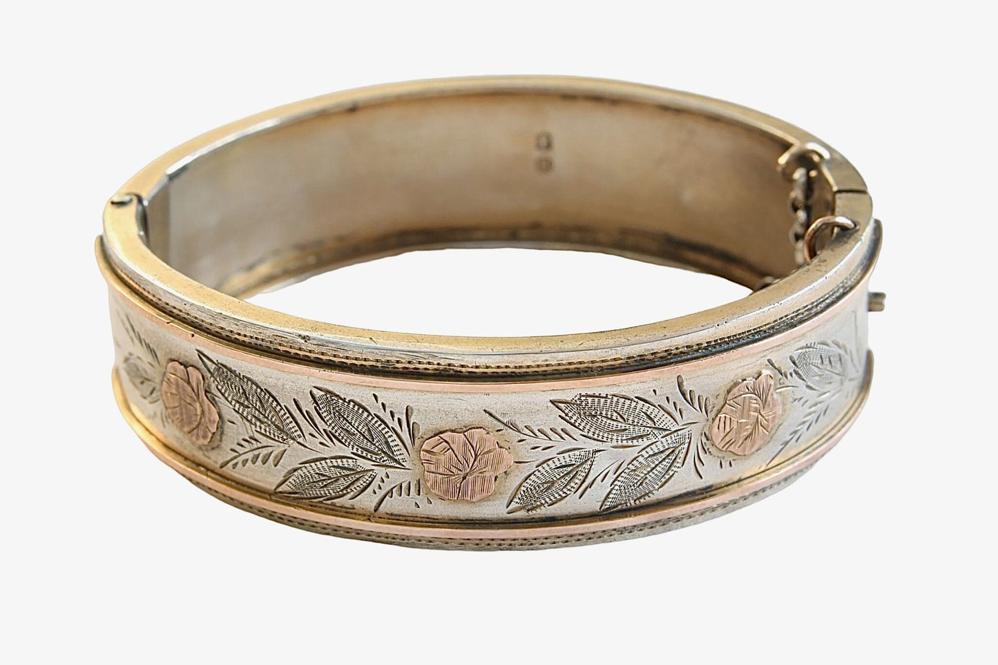 Antique Victorian Floral Silver Bangle/Bracelet