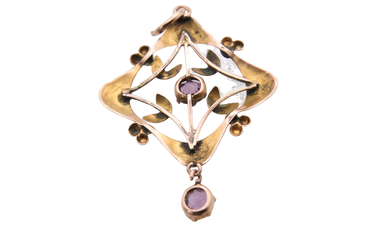 Antique-Edwardian-9ct-Gold-Amethyst-Pendant