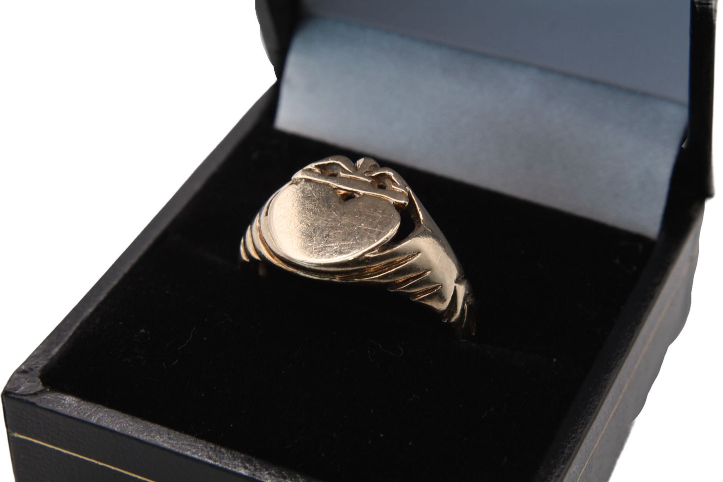 Vintage 9ct Gold Heart Claddagh Signet Ring