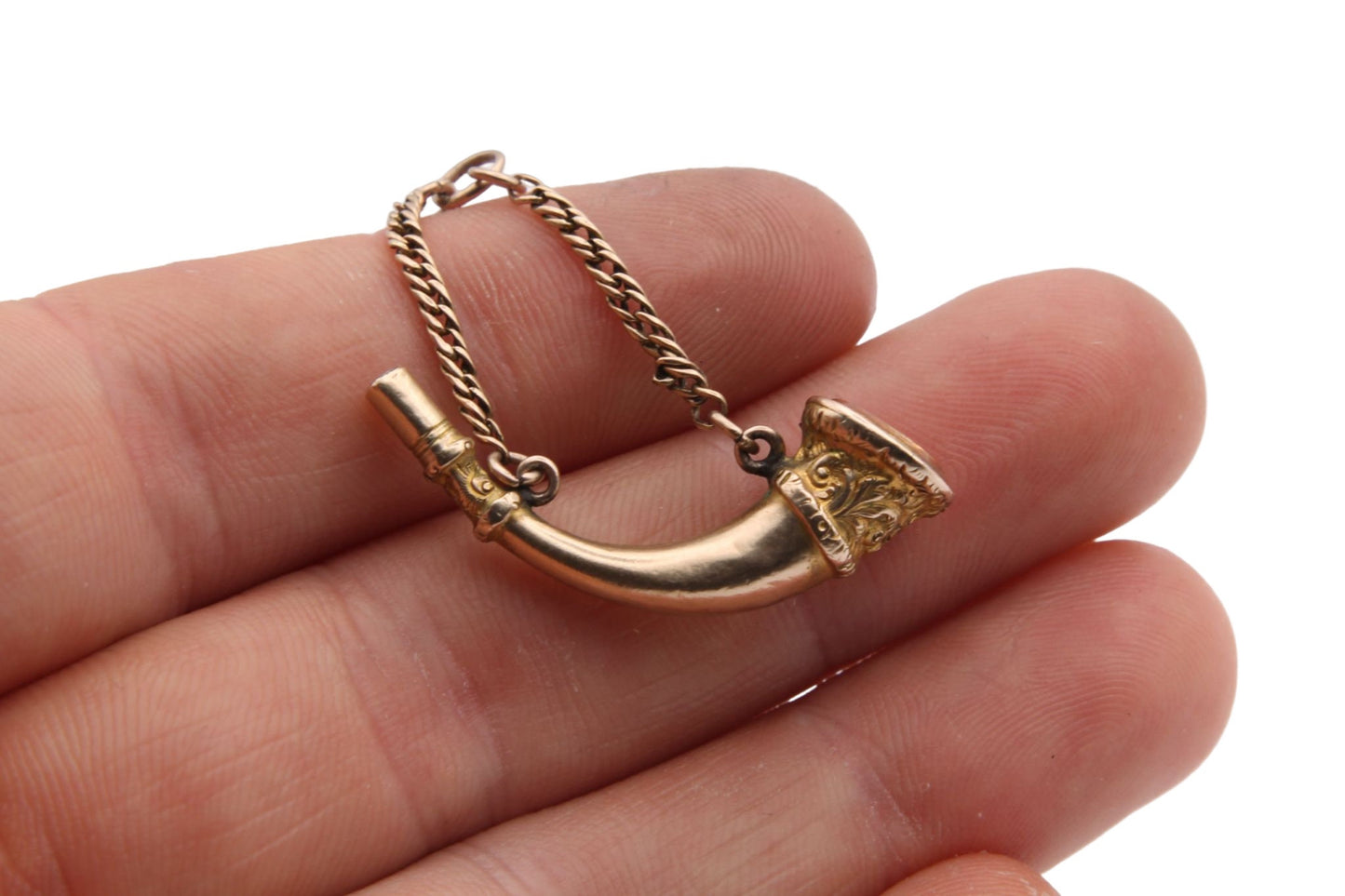 Antique-9ct-Gold-Decorative-Hunting-Horn-Watch-Key