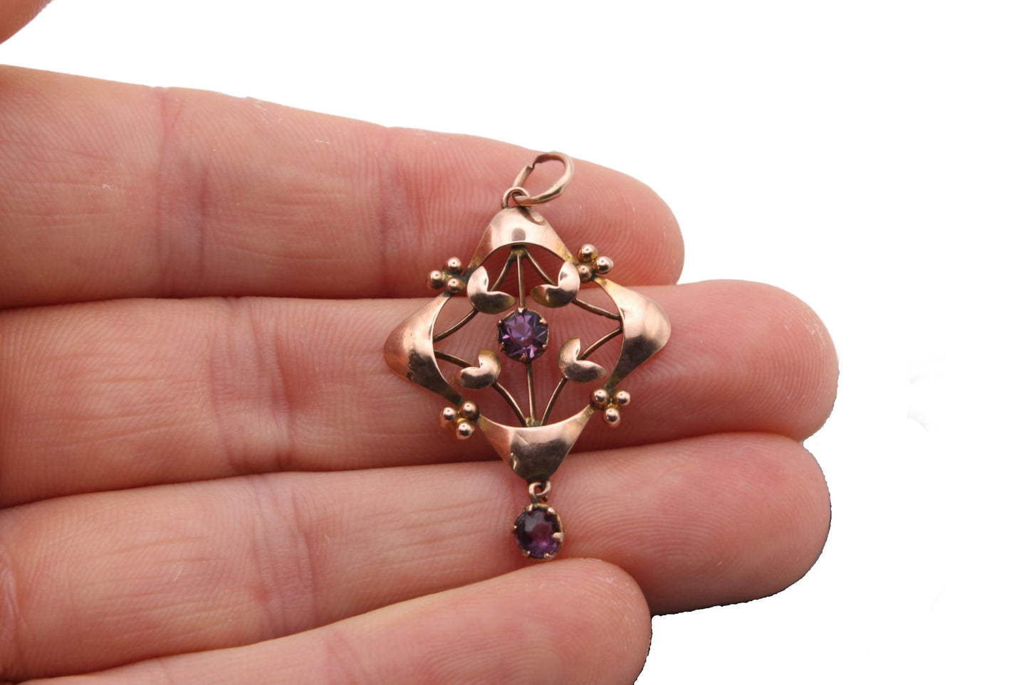 Antique Edwardian 9ct Gold Amethyst Pendant