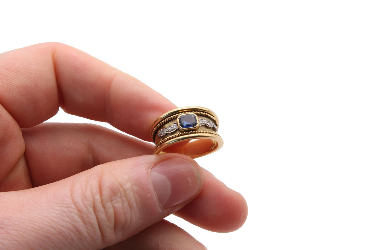 Vintage 18ct Gold Baguette Sapphire and Diamond Ring