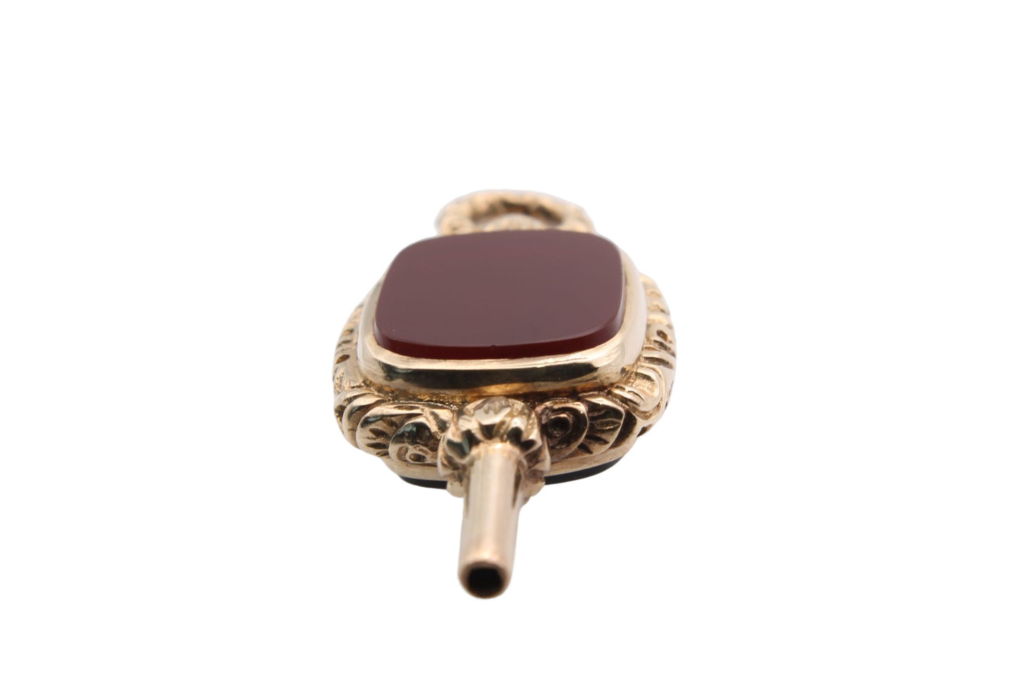 Antique 9ct Gold Chased Carnelian Watch Key Pendent
