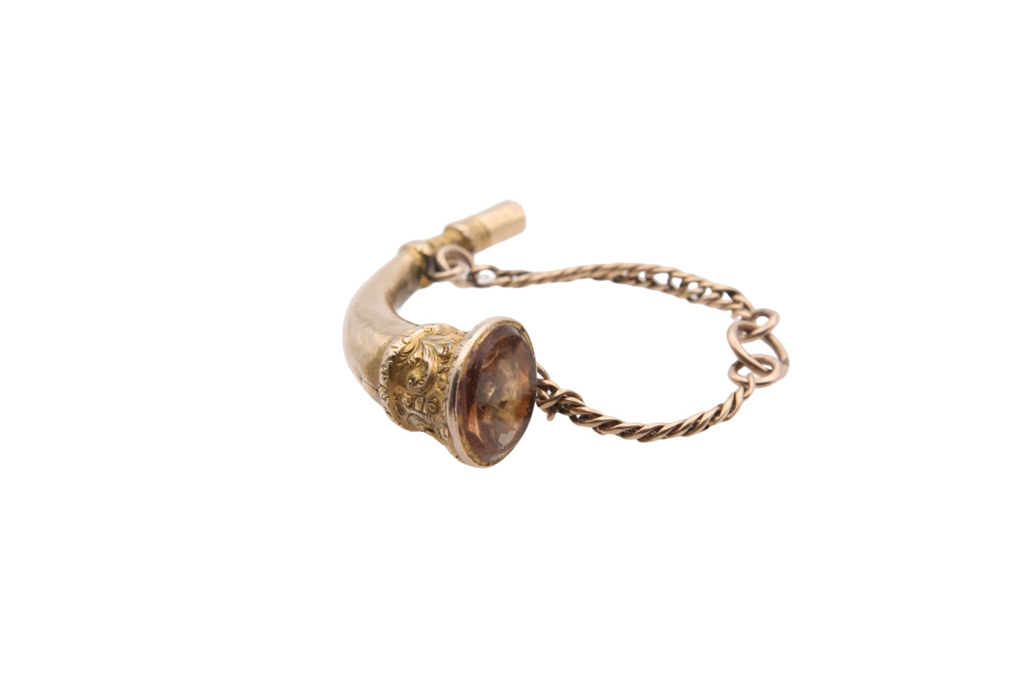 Antique 9ct Gold Decorative Hunting Horn Watch Key