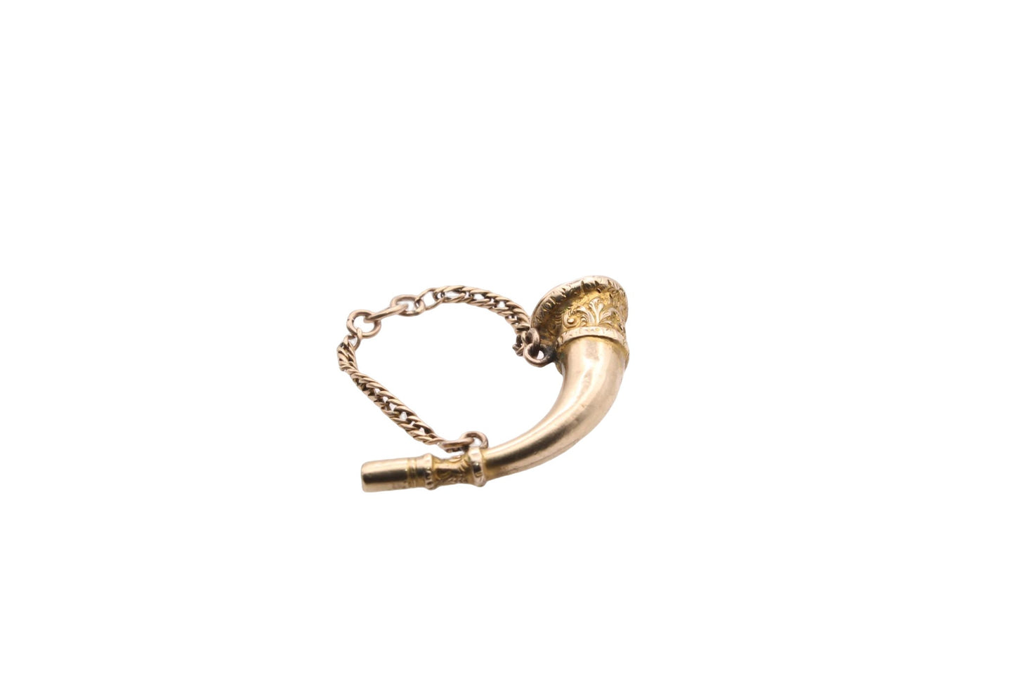 Antique 9ct Gold Decorative Hunting Horn Watch Key