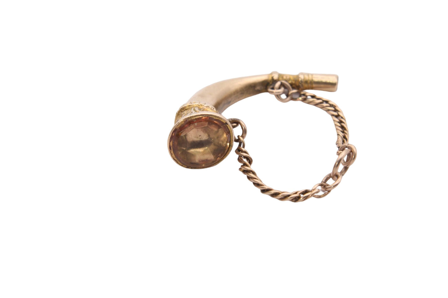 Antique 9ct Gold Decorative Hunting Horn Watch Key