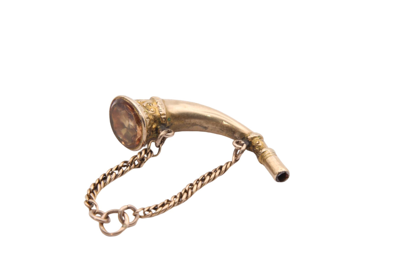 Antique 9ct Gold Decorative Hunting Horn Watch Key