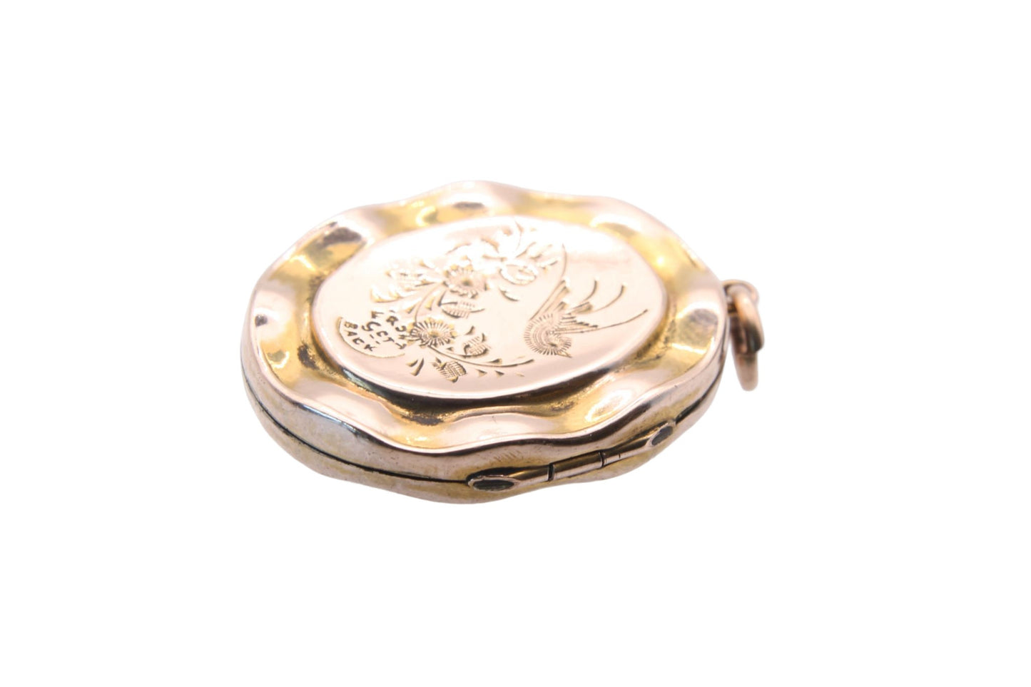 Antique 9ct Gold Back & Front Decorative Oval Swallow Locket