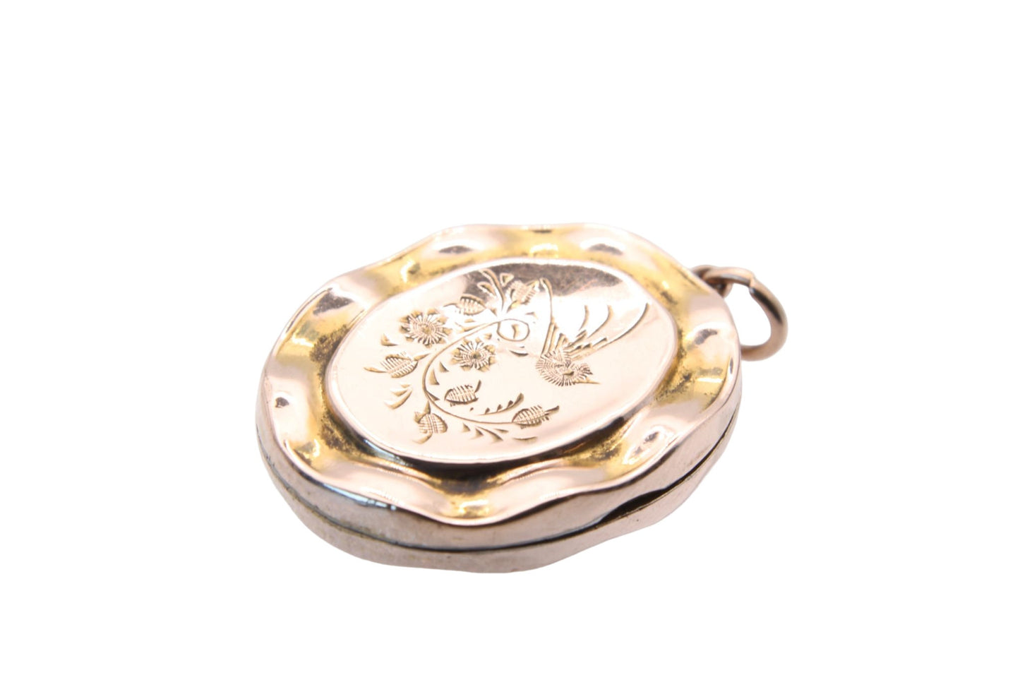 Antique 9ct Gold Back & Front Decorative Oval Swallow Locket