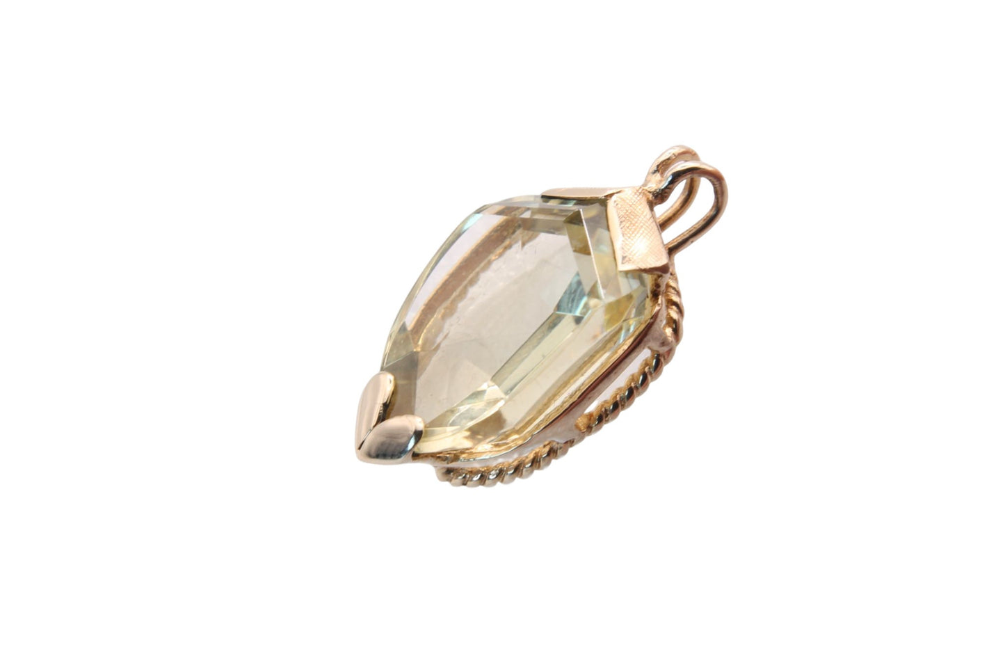 Vintage 9ct Gold Mounted Citrine Shield Pendant
