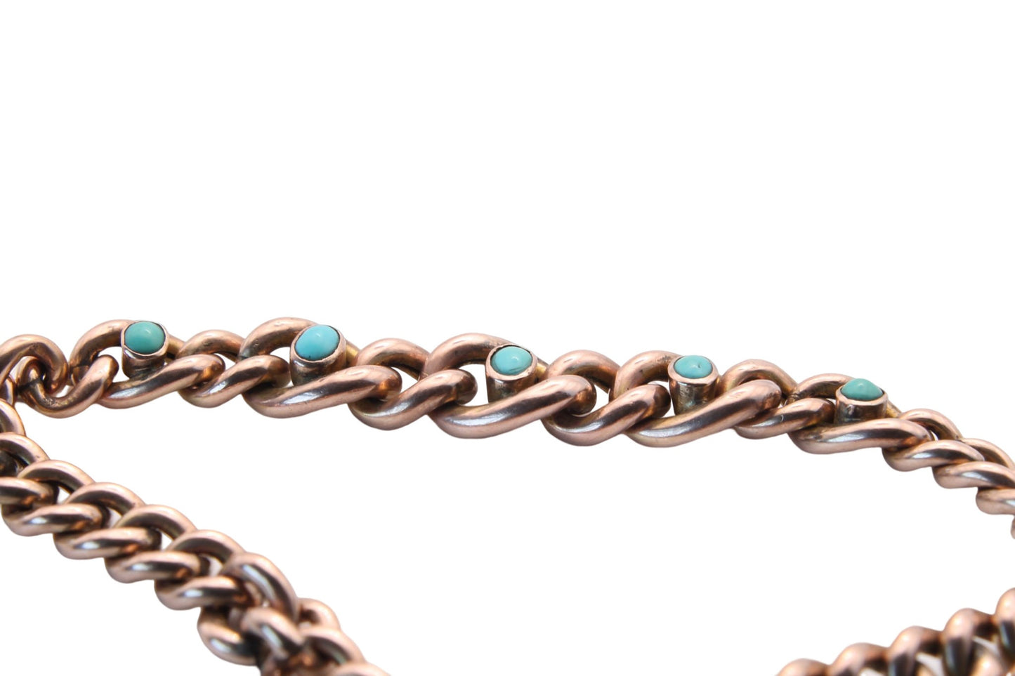 Antique Victorian 9ct Rose Gold Turquoise Gate Bracelet, 12.3g