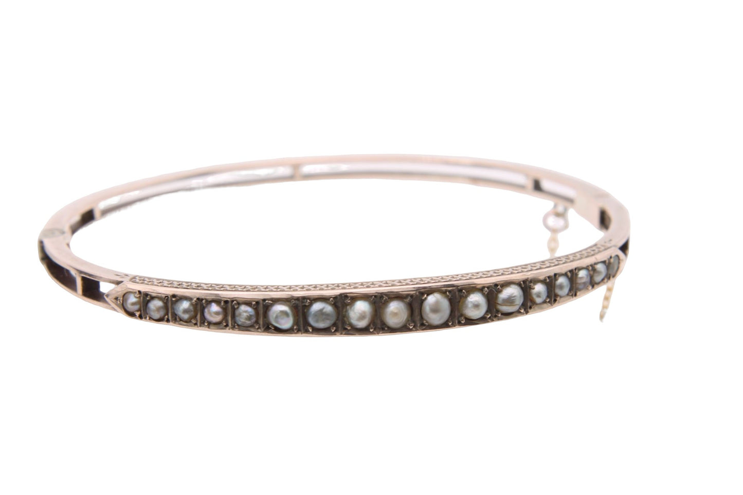 Antique Edwardian 9ct Gold Seed Pearl Bangle