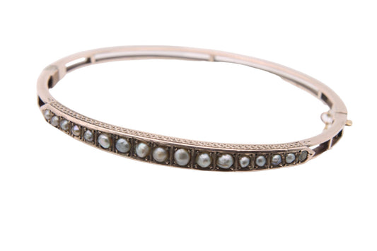 Antique Edwardian 9ct Gold Seed Pearl Bangle