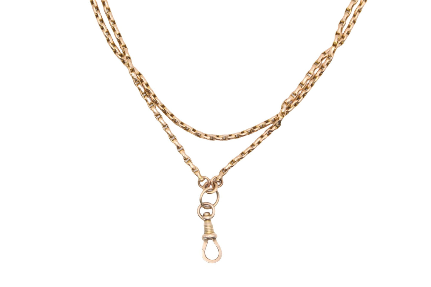 Antique Victorian 9ct Yellow Gold Long Guard Necklace 58" - 24g