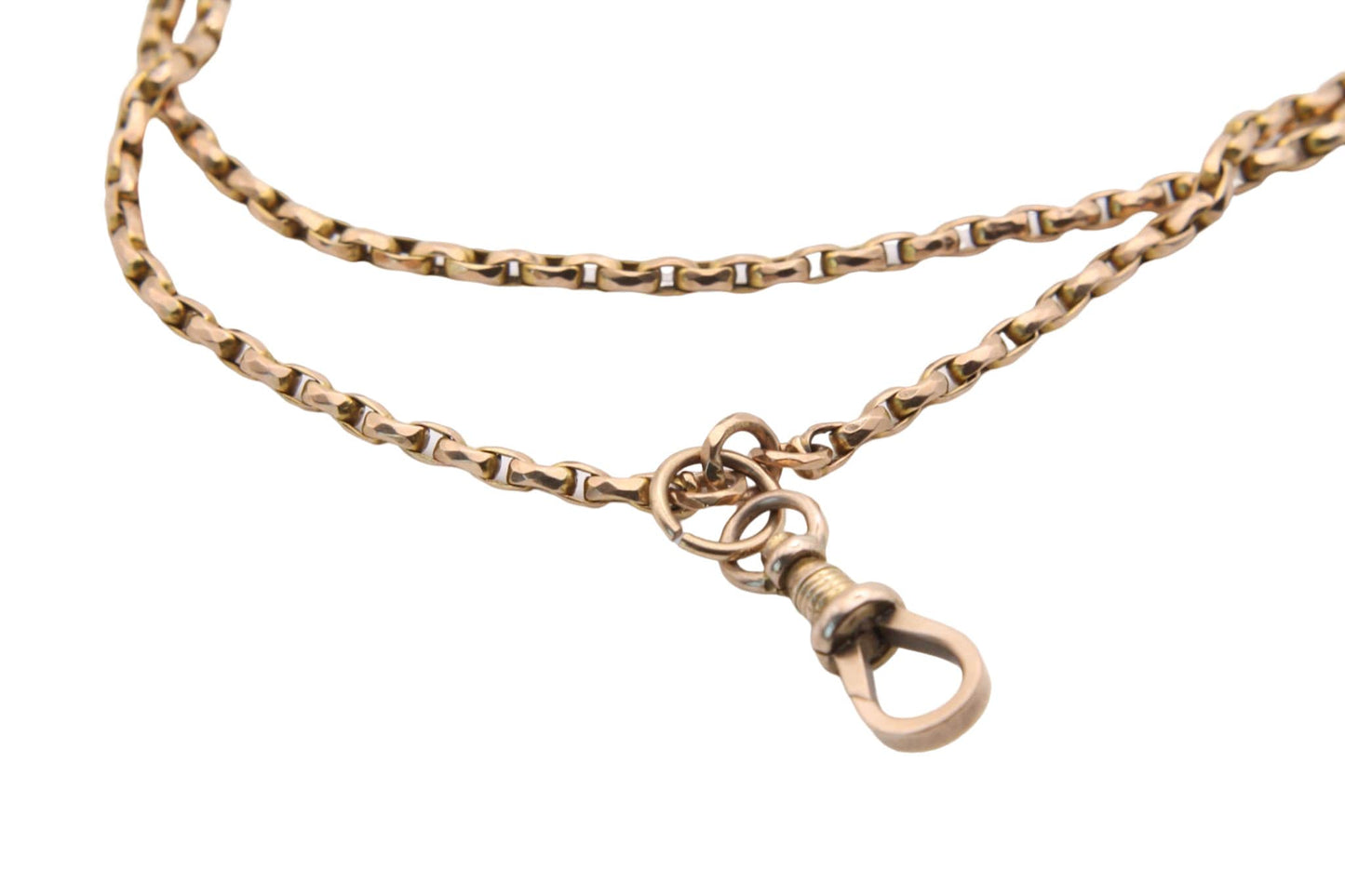 Antique Victorian 9ct Yellow Gold Long Guard Necklace 58" - 24g