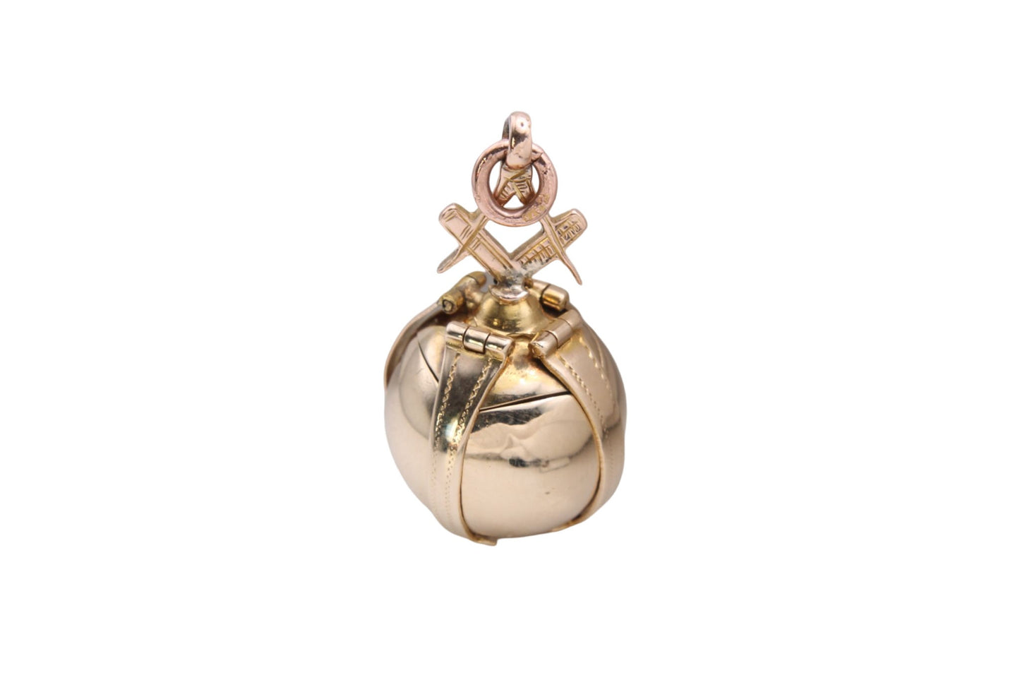 Large-Antique-9ct-Gold-&-Silver-Masonic-Ball-Compass-Finial---11.7g