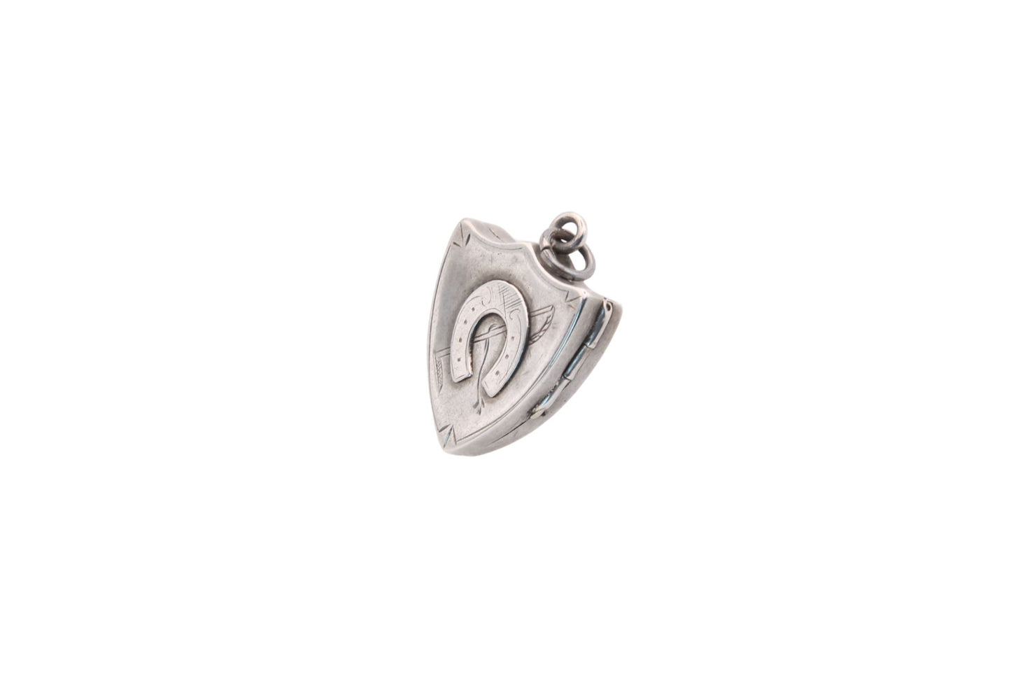 Antique Edwardian Silver Horseshoe And Riding Crop Shield Locket