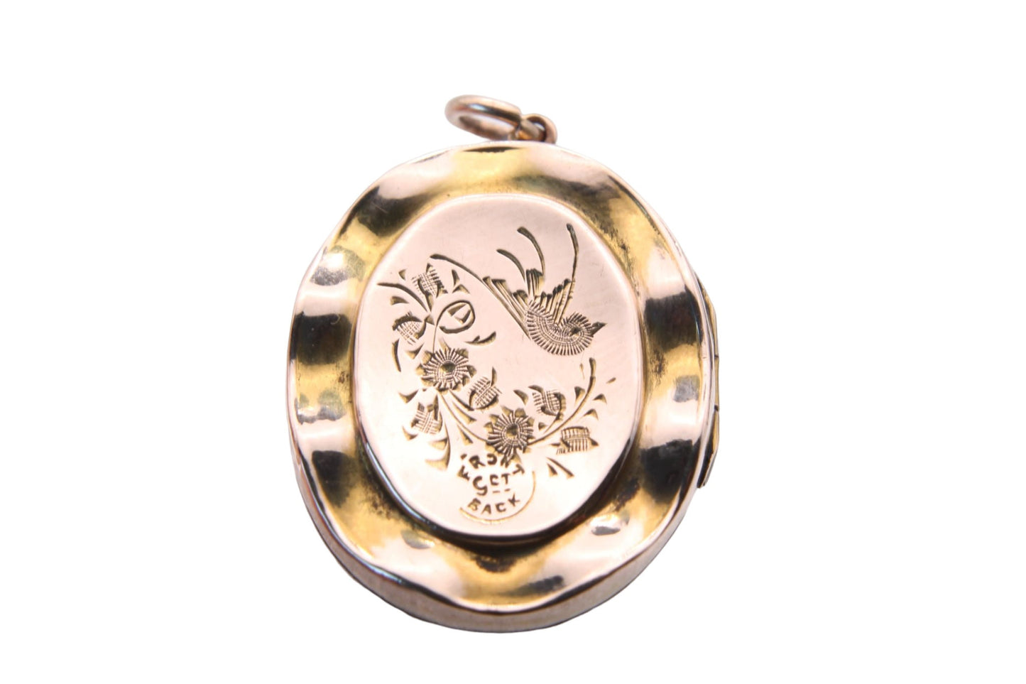 Antique 9ct Gold Back & Front Decorative Oval Swallow Locket