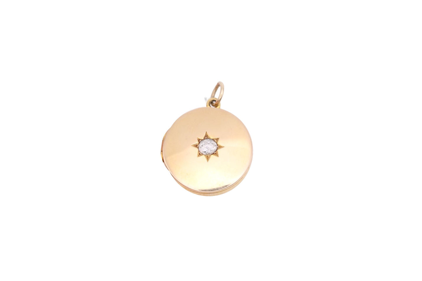 Antique Edwardian 15ct Gold Locket With Old Mine Diamond, .25ct