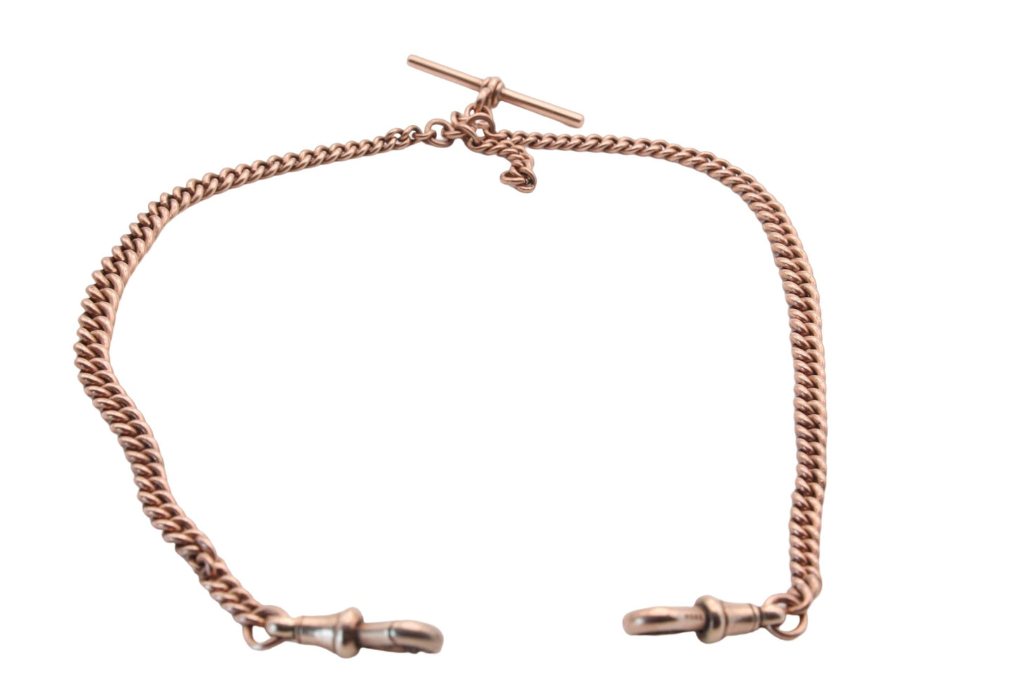 Antique-9ct-Rose-Gold-Double-Albert-Watch-Chain-Necklace,-32.5g