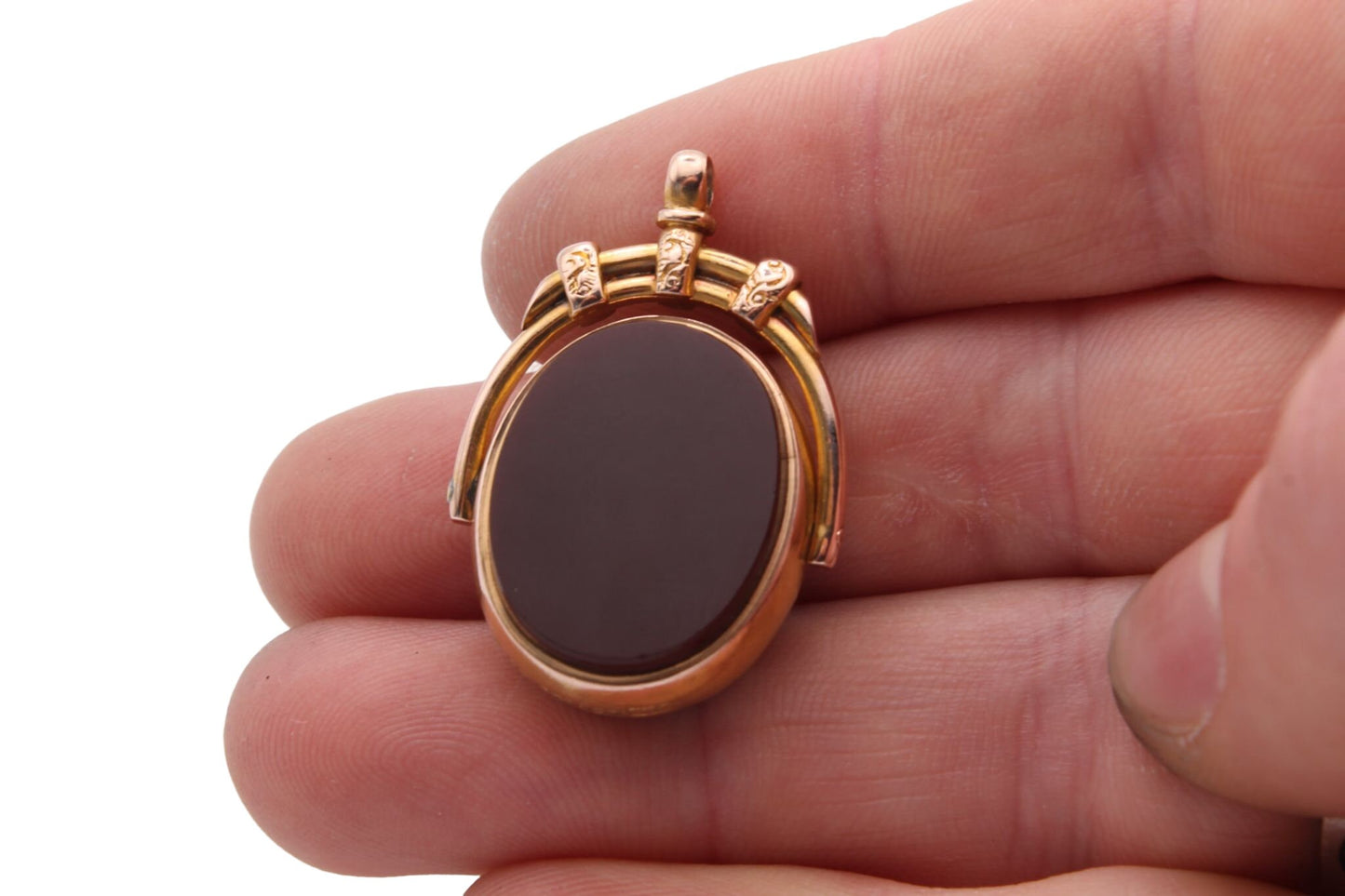 Antique Victorian 15ct Gold Bloodstone Carnelian Spinner Fob