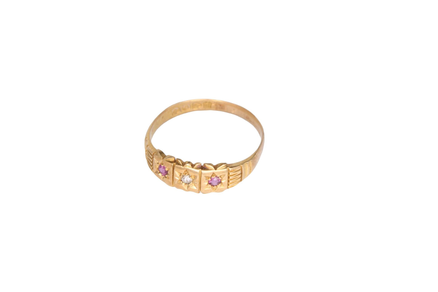 Antique Edwardian 18ct Gold & Ruby Gypsy Ring - 1905