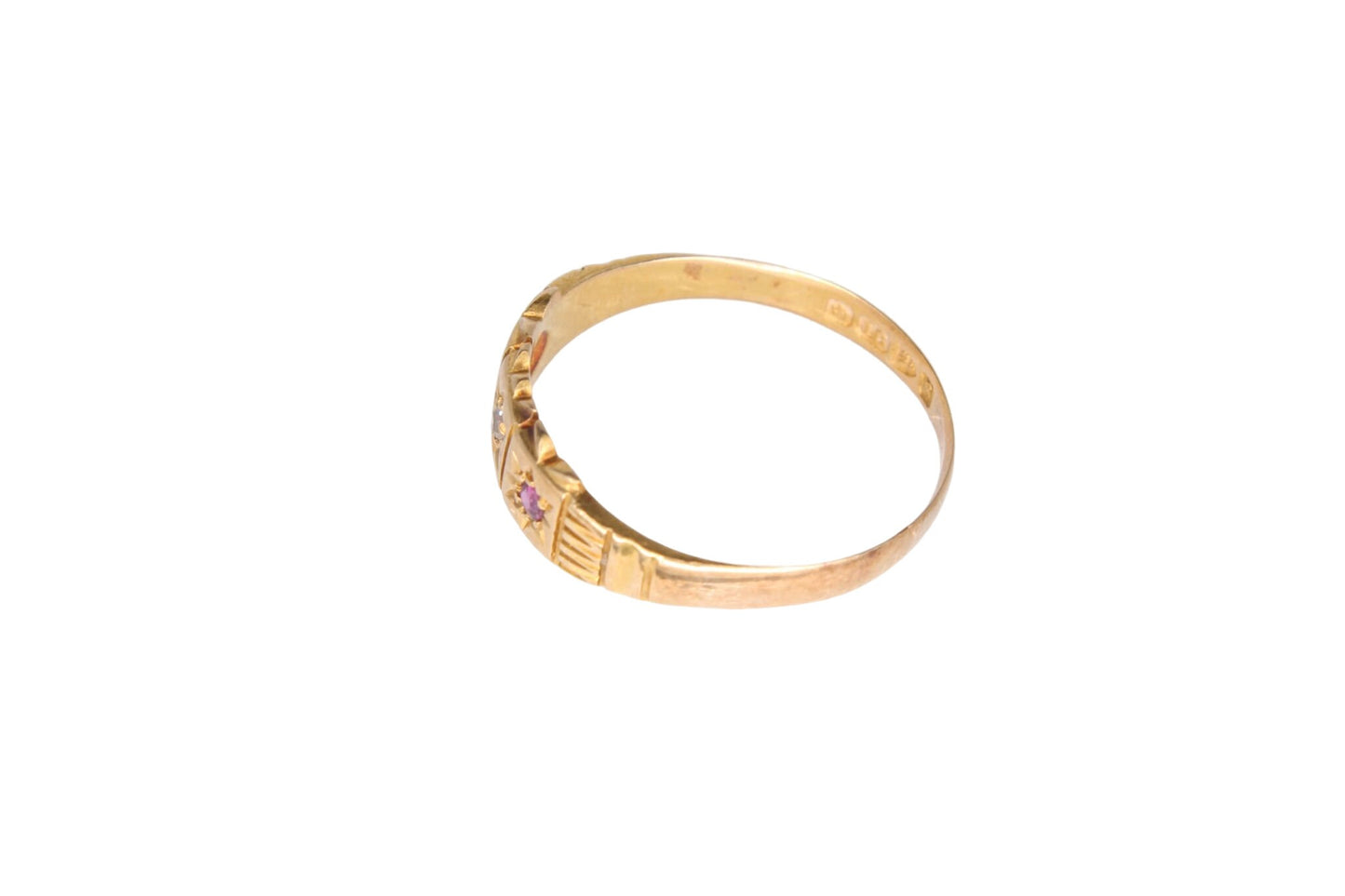 Antique Edwardian 18ct Gold & Ruby Gypsy Ring - 1905