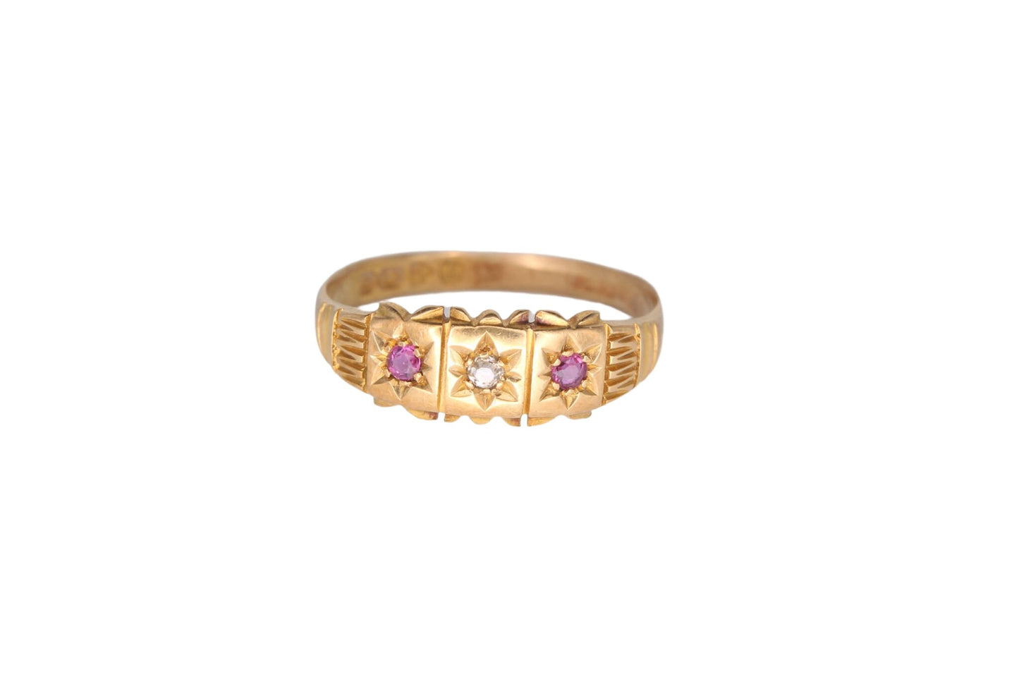 Antique Edwardian 18ct Gold & Ruby Gypsy Ring - 1905
