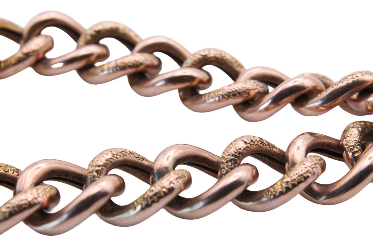 Antique Victorian 9ct Rose Gold Chased Gate Bracelet, 18g