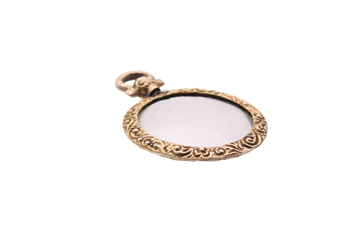 Antique-Edwardian-Chased-9ct-Gold-Glass-Photo-Pendant