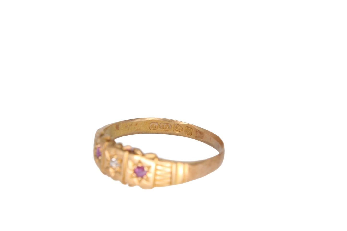 Antique Edwardian 18ct Gold & Ruby Gypsy Ring - 1905