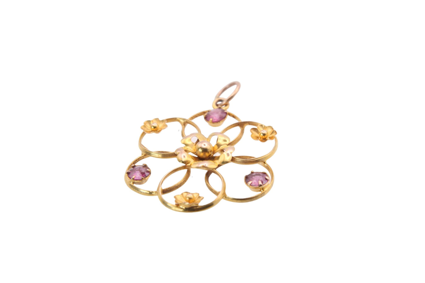 Antique Edwardian 9ct Gold Flower Pendant