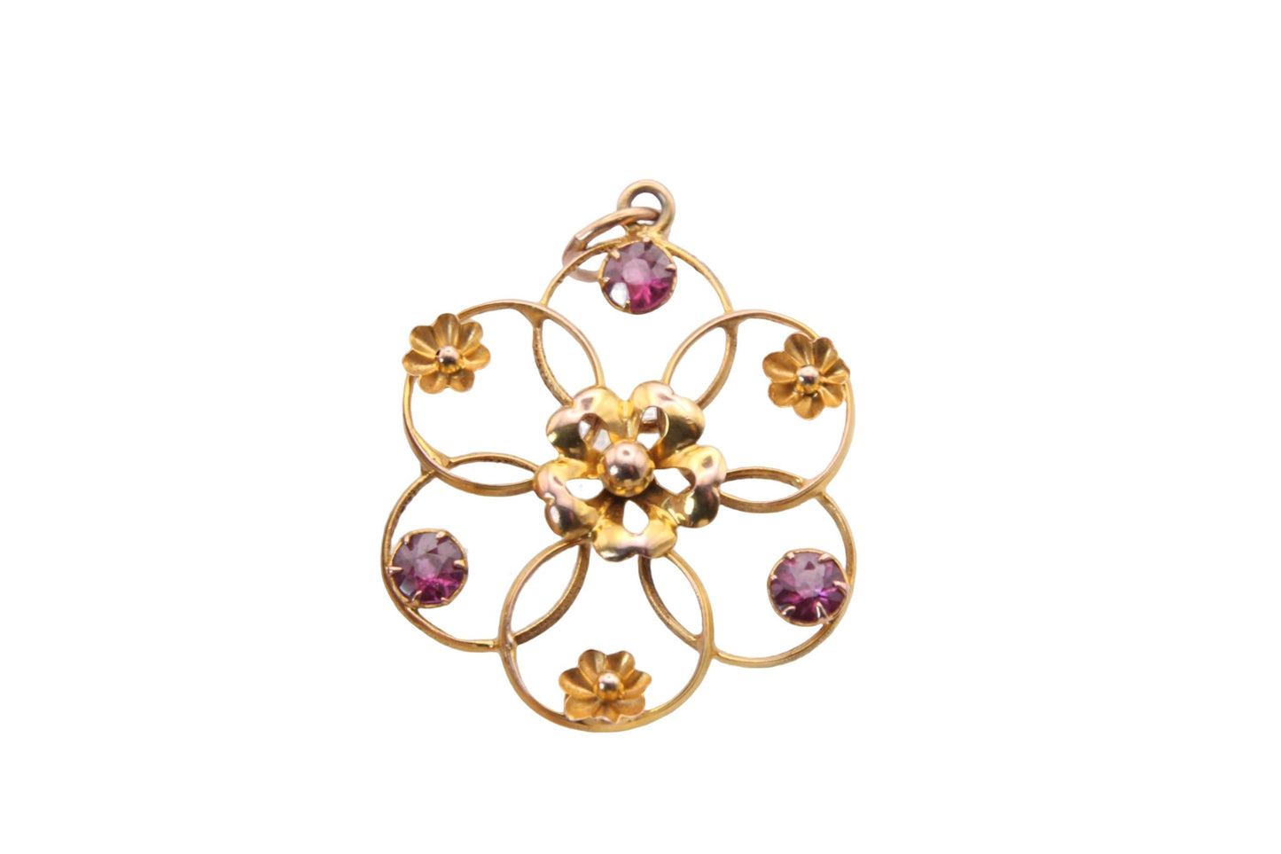 Antique Edwardian 9ct Gold Flower Pendant