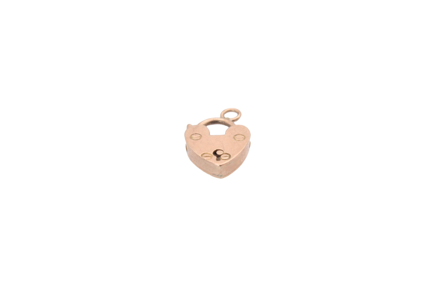 Antique 9ct Rose Gold Small Heart Padlock Pendant