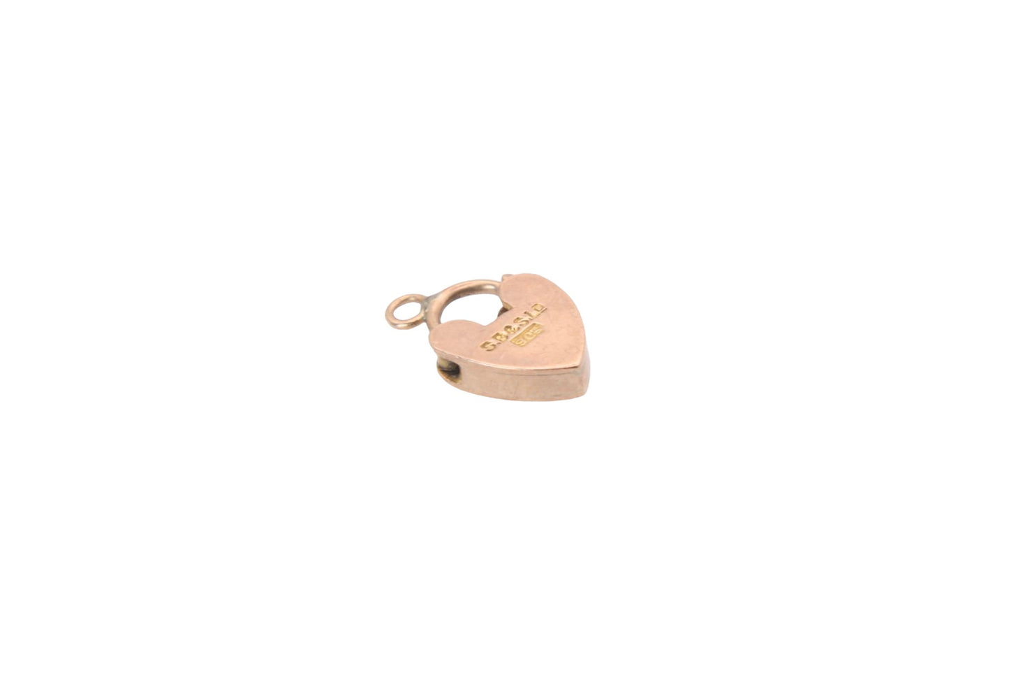 Antique 9ct Rose Gold Small Heart Padlock Pendant