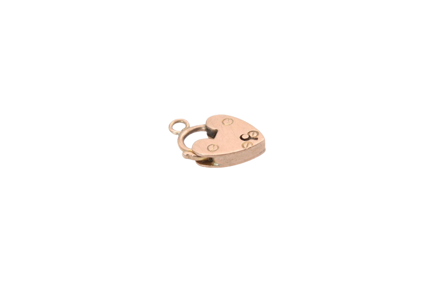 Antique 9ct Rose Gold Small Heart Padlock Pendant