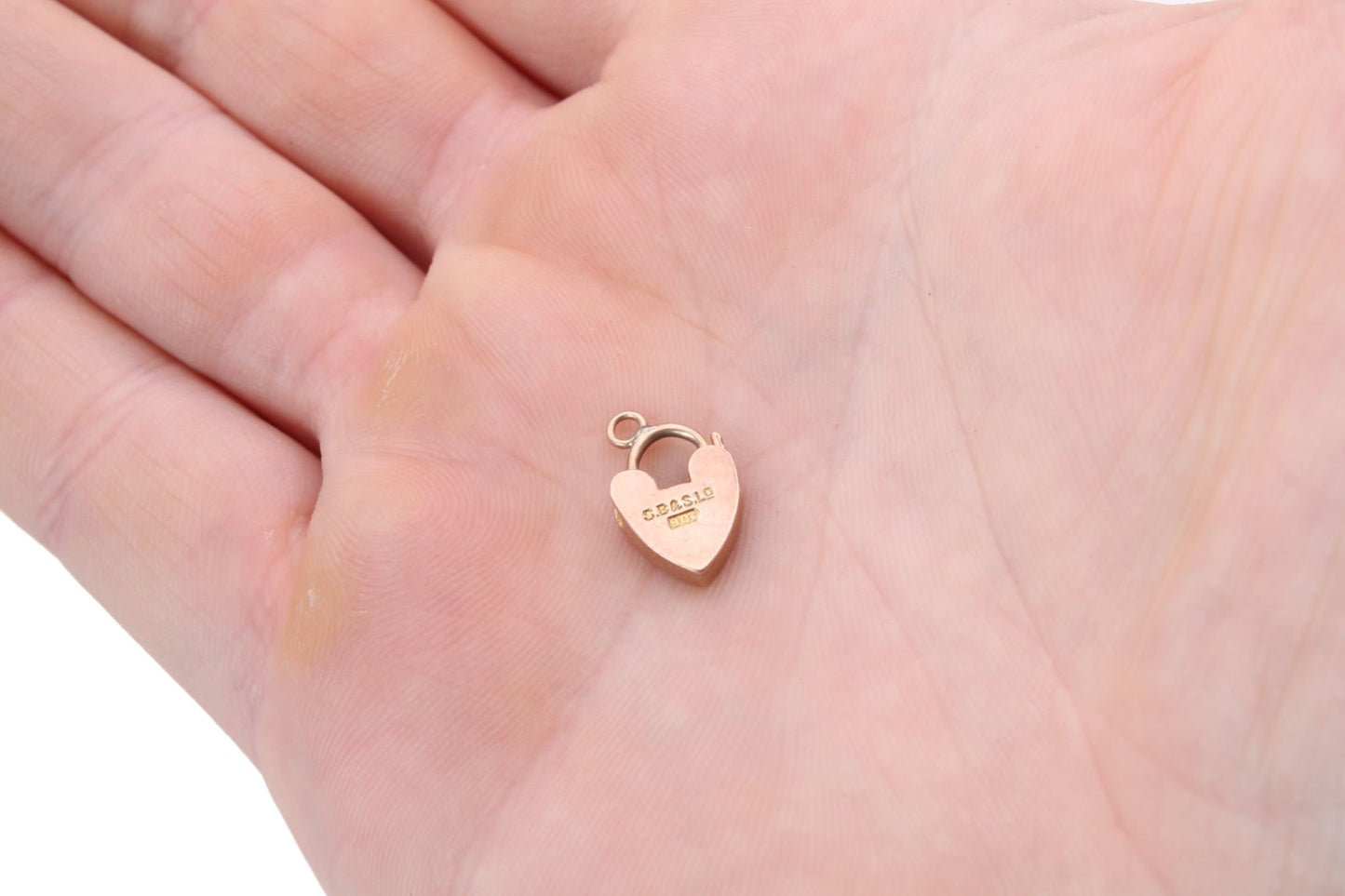 Antique 9ct Rose Gold Small Heart Padlock Pendant
