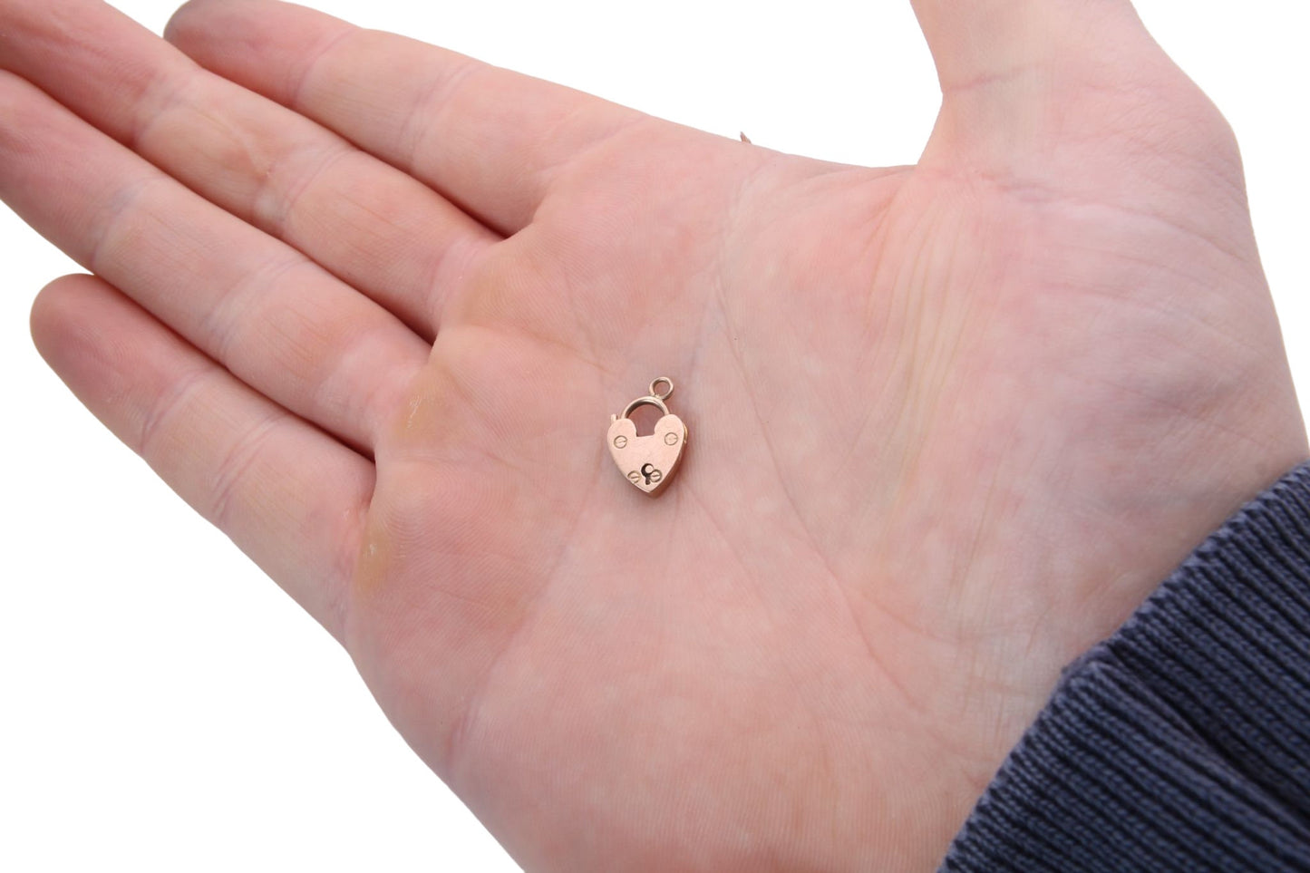 Antique 9ct Rose Gold Small Heart Padlock Pendant